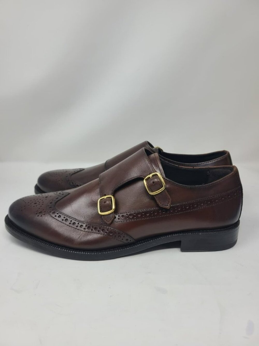 Zara Leather Double Monk Strap Shoes Size 8 2408/920